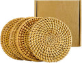 Set of 4 Rattan Braided Coasters by SDLQY