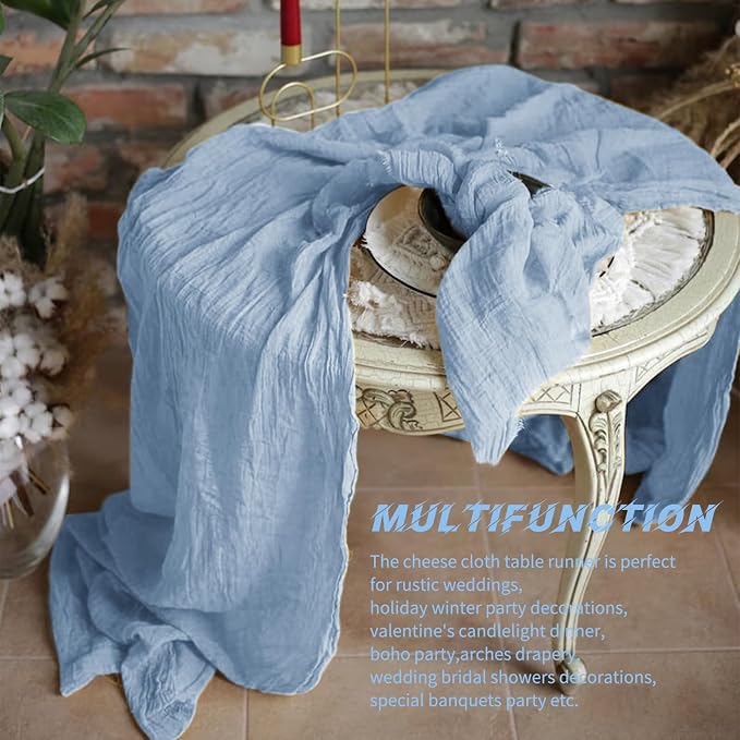 10 Pack Dusty Blue Cheesecloth Table Runner 17x108 Inch Boho Gauze Cheese Cloth - Image 6