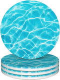 Pool Water Sunlight Coasters for Drinks Absorbent Round Ceramic Coasters Set of by Unknown
