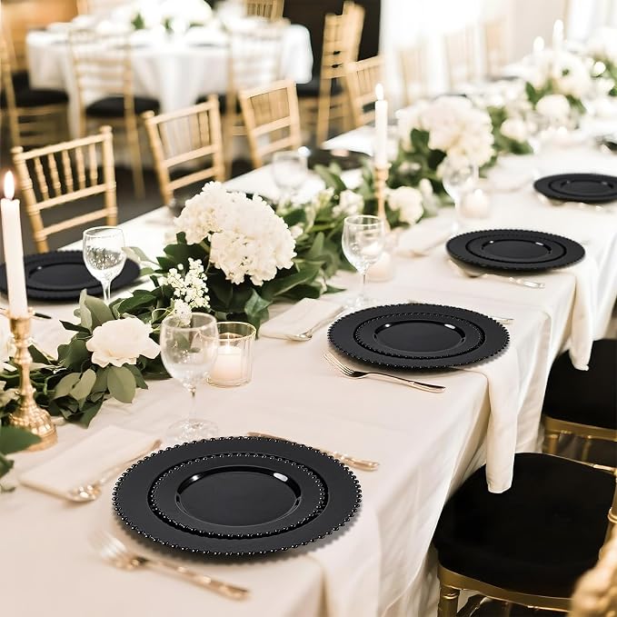 U-QE 60PCS Black Plastic Plates - Image 6