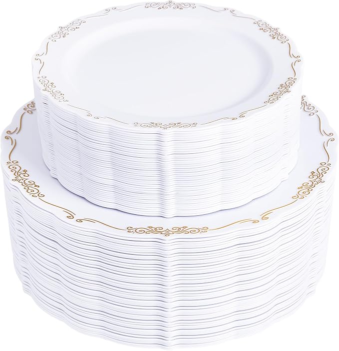 U-QE 100PCS Gold Plates Disposable by U-QE
