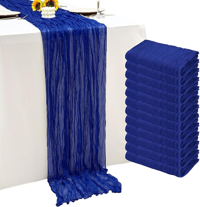 12Pack Royal Blue Cheesecloth Table Runner 20 x 120 inch Gauze Table Runner | by Seveups