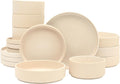 Gibson Elite Deerfield 16-Piece Stoneware Dinnerware Set – Cream White Reactive by GibsonHomewares