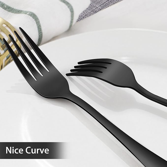 LIANYU 60-Piece Black Silverware Set, Flatware Cutlery Set - Image 5