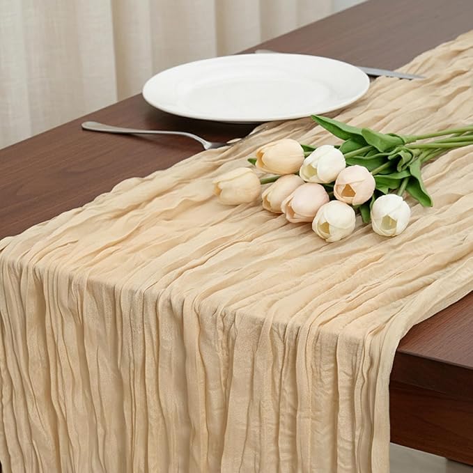 1 Pack Sand Cheesecloth Table Runner 120 Inch Boho Wedding Decor | Cheesecloth by Fixwal
