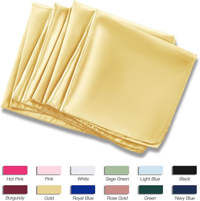 P Pothuiny 24 Pcs Gold Satin Napkins 17 x 17 Inch, Satin Cloth Napkins | Square - Image 6