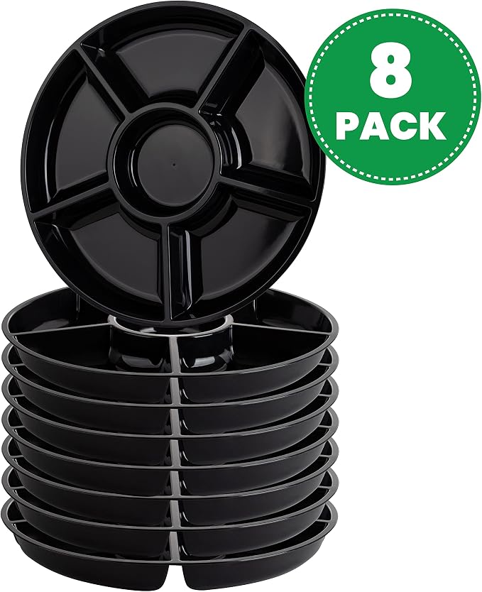 Plasticpro 6 Sectional Round Plastic Serving Tray/Platter - Image 6
