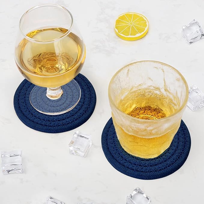ABenkle Drink Coasters with Holder Set of 10, Cotton Woven Absorbent Coasters - Image 5