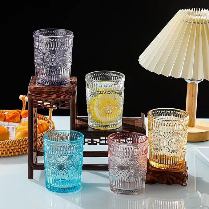Amzcku Amber Drinking Glasses Set of 4, Vintage Glassware 10 oz- - Image 7