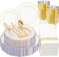 KIRE 210Pcs Clear Plastic Plates by KIRE