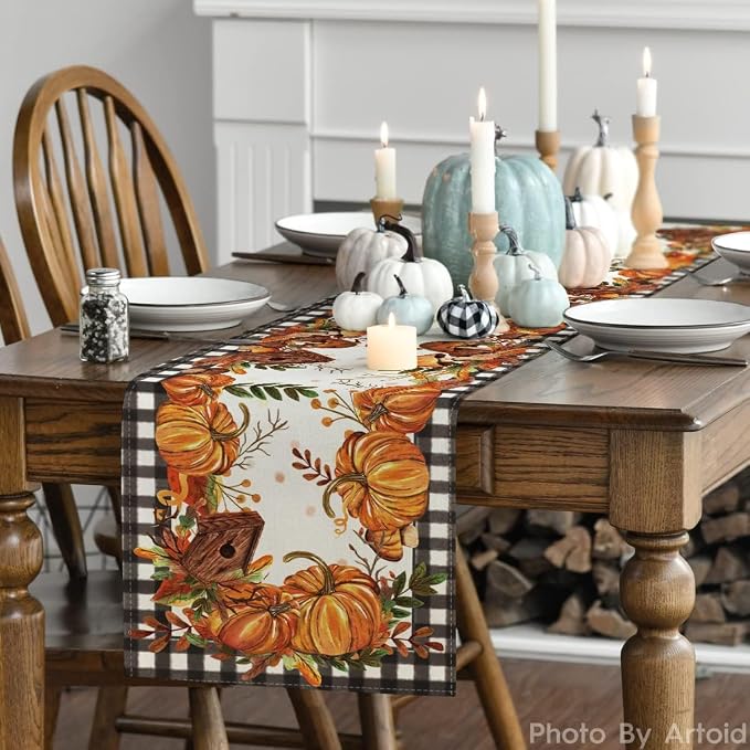 Artoid Mode 210 GSM Fall Table Runner 13x90 Inch. Home Party Decor | Buffalo - Image 3