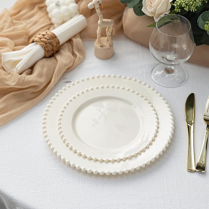 72 Pcs Party Plates Dessert Plate, 7 Inch Ivory Plastic Plate Disposable | - Image 6
