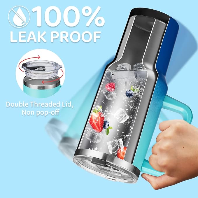 40 oz Tumbler with Handle and Straw 100% Leak-proof Coffee Tumbler Stainless - Image 3