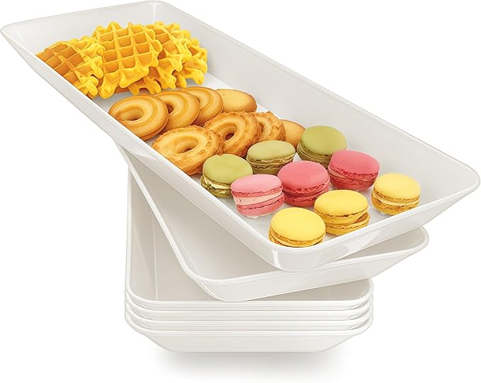 Serving Tray Platter Rectangle, Plastic White Food Trays by Unknown