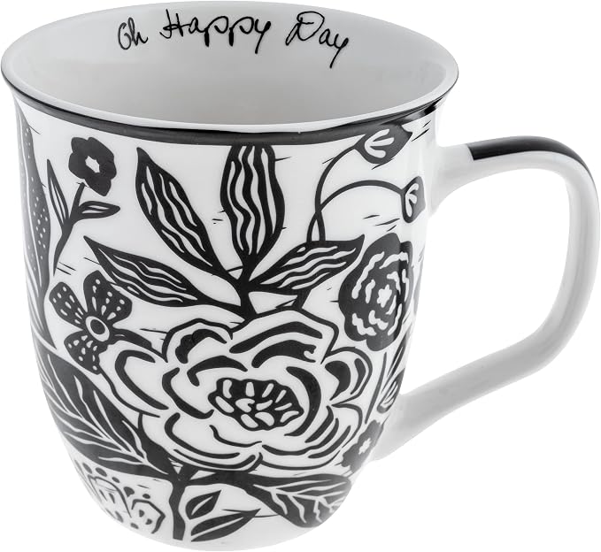 Karma Gifts 16 oz Black and White Boho Mug Floral by KarmaGifts