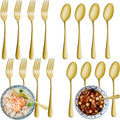 24 Pcs Gold Forks and Spoons Silverware Set, Food Grade Stainless Steel by WISKEMA