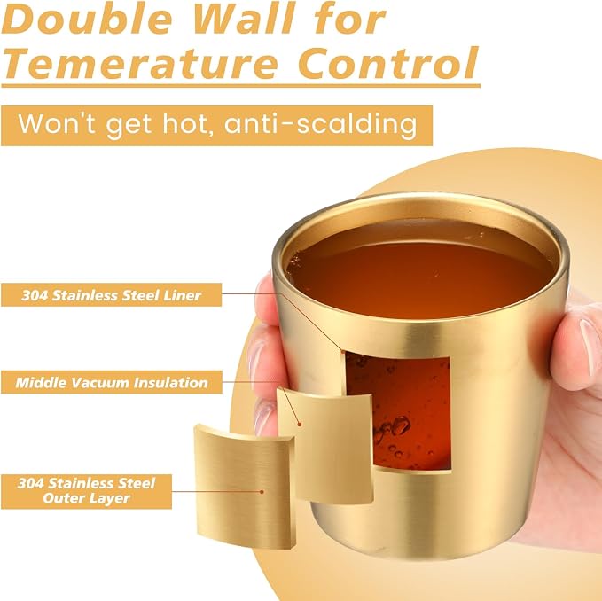Amyhill 12 Pieces Stainless Steel Cups Double Wall Tumbler Glasses Stackable - Image 3