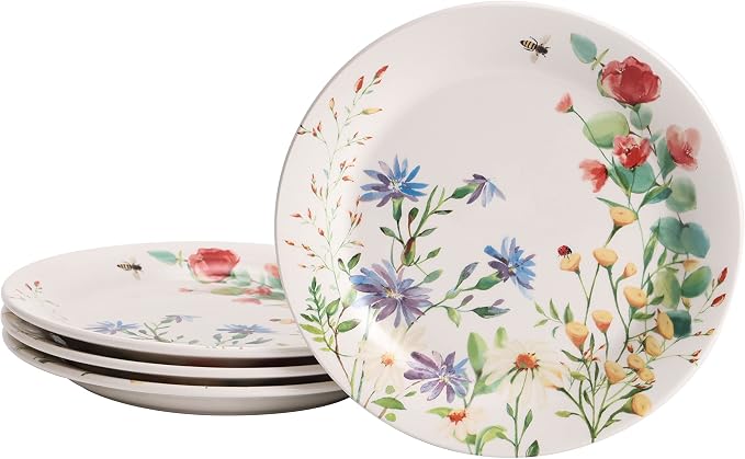 Bico Summer Provence Salad Plates Set of 4, 8.75 Inch Ceramic Dessert Plates by Bico