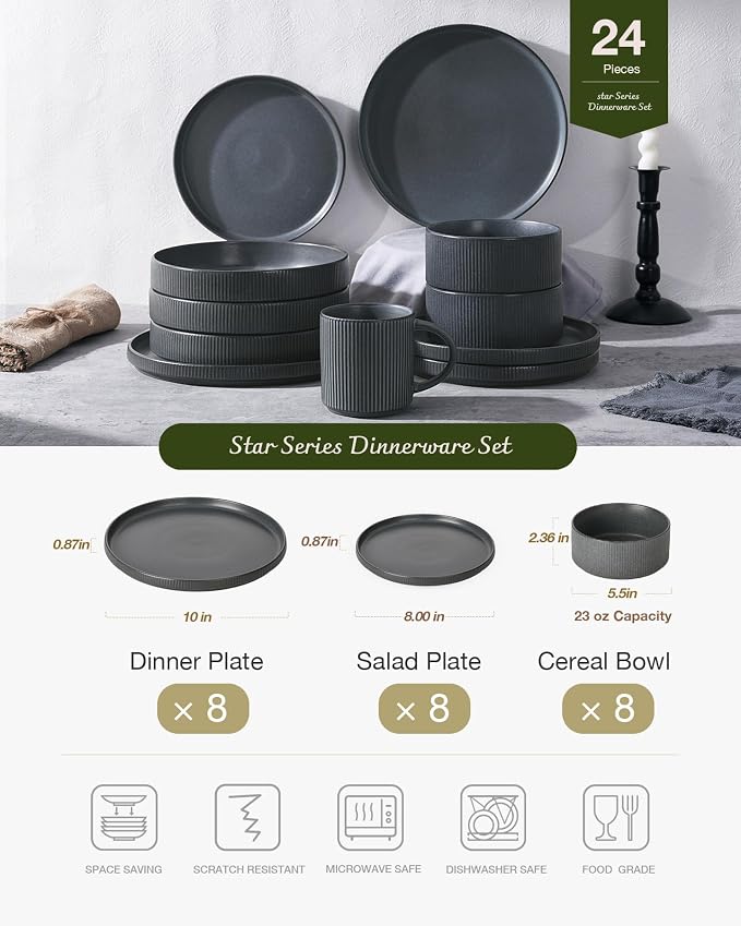 Famiware Star Ceramic Plates and Bowls Sets, Reactive Glaze Dishes - Image 3