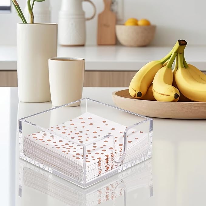 Rubtlamp 2 Pack Napkin Holder, 5.5x5.5x2.6 Inch Square Cocktail napkin holder - Image 3