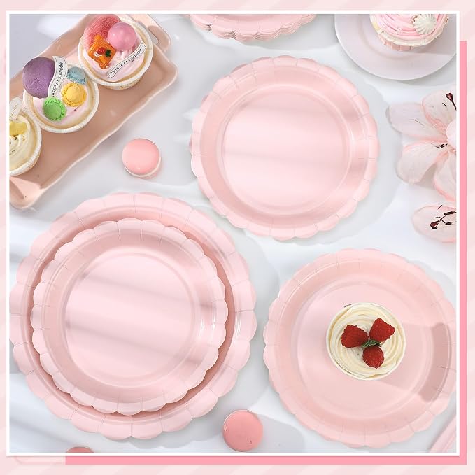 NatNarr 30 Pcs Pink Paper Plates, Bridal Baby Shower, Oil- and Water-Resistant - Image 6