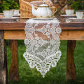 ARTABLE White Lace Table Runner Macrame Vintage Dresser Scarf 10 x 70 Inch | by ARTABLE