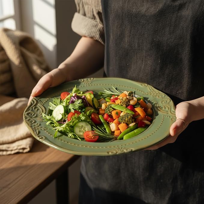 salad plates set of 4, 10.5 inch Reactive Glaze Stoneware Dinner Dish Set - Image 6
