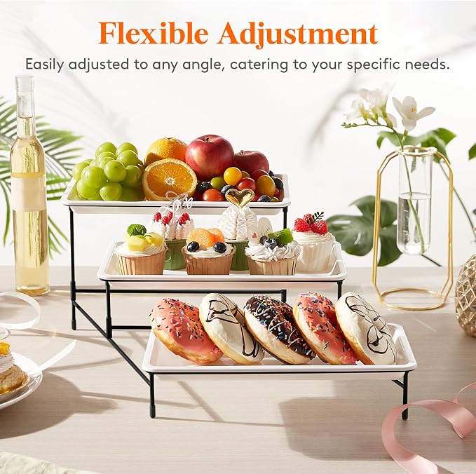 Lifewit 3 Tier Serving Tray, 30 x 17 cm/12 x 6.5" White Plastic Tiered Food - Image 8