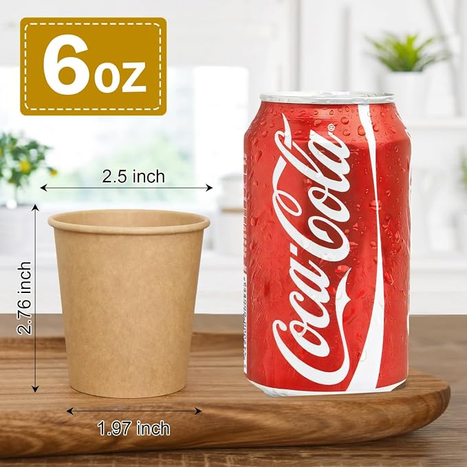 Vumdua 300 Pcs 6 oz Kraft Paper Cups - Image 2