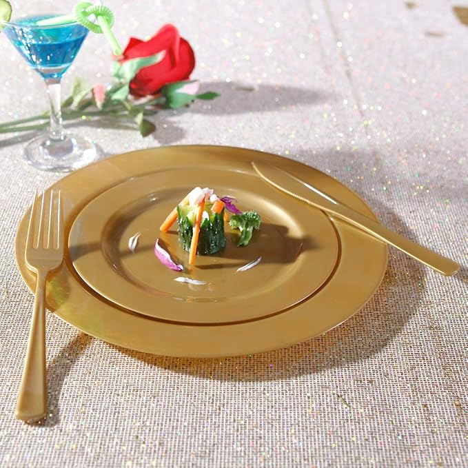 102 Pieces Solid Gold Disposable Plates - Image 4