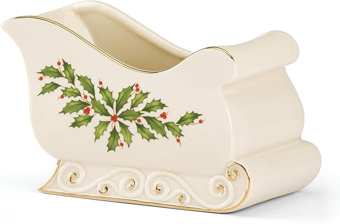 Lenox Holiday Sleigh Christmas Candy Dish and Bowl | porcelain, chip resistant by Lenox