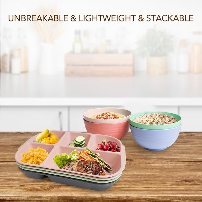 10.8 Inch 4PCS Divided Plates for Kids Adults, Portion Control Plates, - Image 5