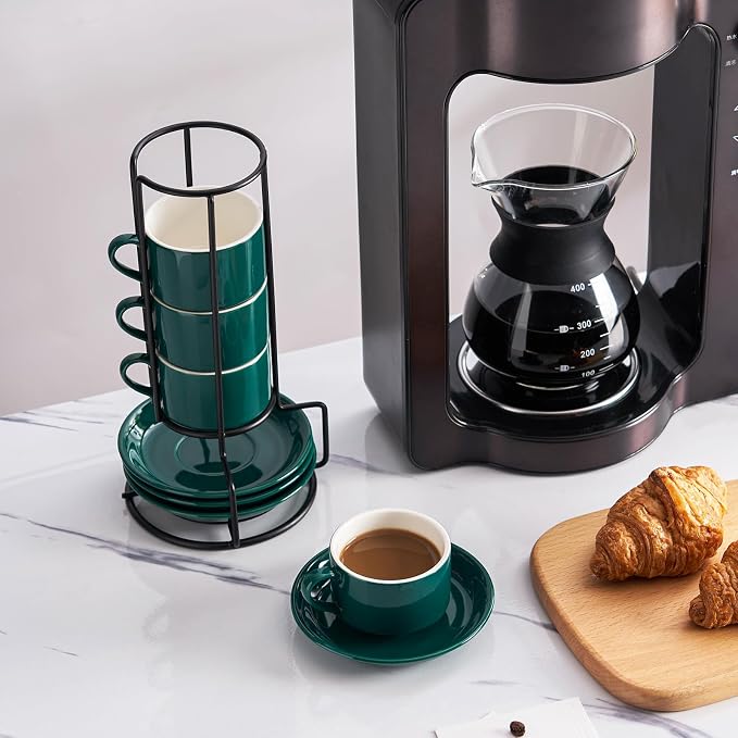Espresso Cups Set of 4, 4oz Stackable Coffee Cups - Image 7