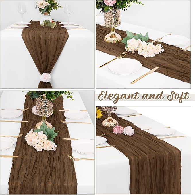 8 Pack Brown Cheesecloth Table Runners 20x120 Inch Gauze Table Runner Cheese - Image 2