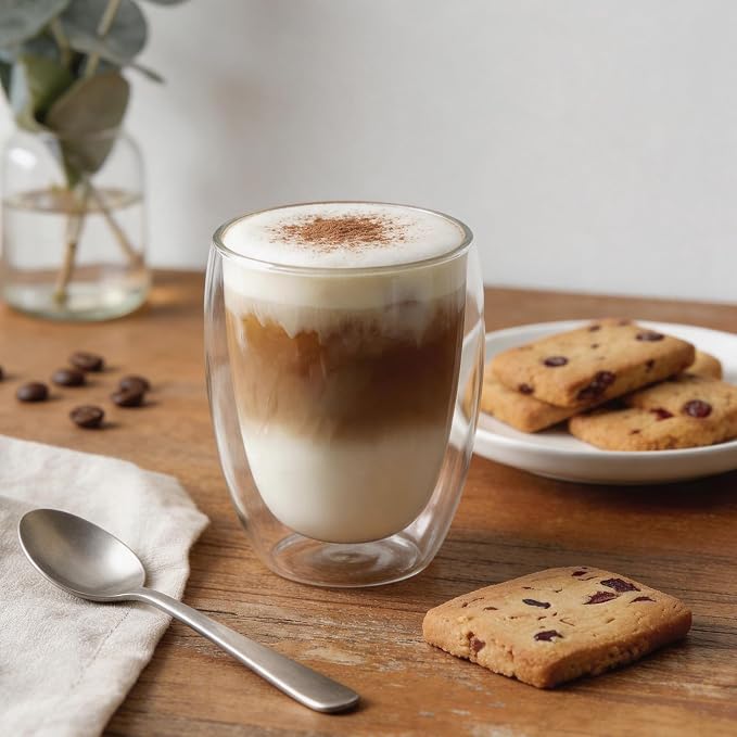 HillSpring Double Walled Glass Coffee Cup, 12oz Insulated Glass Tumbler - Image 2