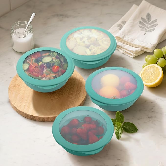 40 OZ Wheat Straw Bowls with Lids Set, Alternative Plastic Food Containers with - Image 6