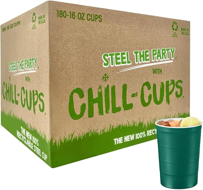 Steel Chill Cups 16 oz. Durable & Reusable Party Cups, 100% recyclable by SteelChillCups