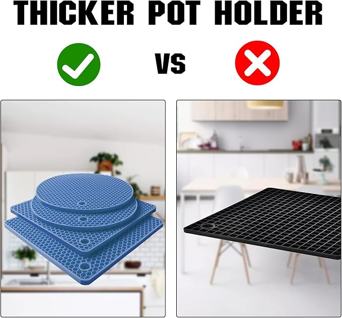 4 Pack Trivets for Hot Dishes | Hot Pads for Kitchen, Silicone Pot Holders for - Image 3