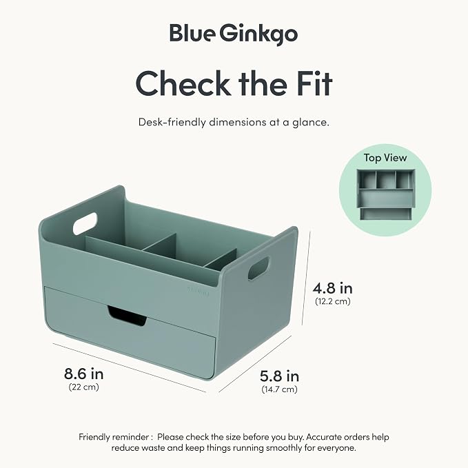 BLUE GINKGO Portable Desk Organizer, Made in Korea | 3 Compartments. Half - Image 3