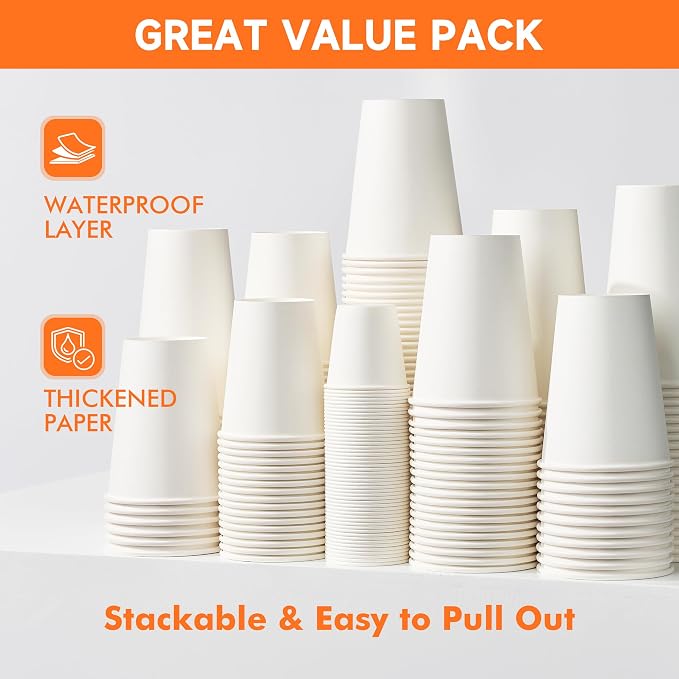 METAPRINT 50 Pack 12 oz Disposable Coffee Cups - Image 6