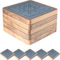 Square Coasters for Drinks, Absorbent Coaster Sets of 5, Wood Drinks Coasters by EDEGG