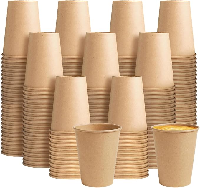 BYSNOW 200 Pack 10 oz Kraft Paper Cups, Disposable Coffee Hot Water Cups | by BYSNOW