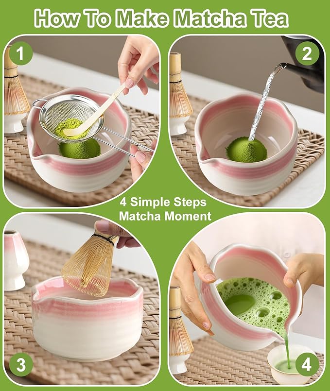 JBER Matcha Whisk Set, Handmade Whisk 100 Prongs, Sifter - Image 5
