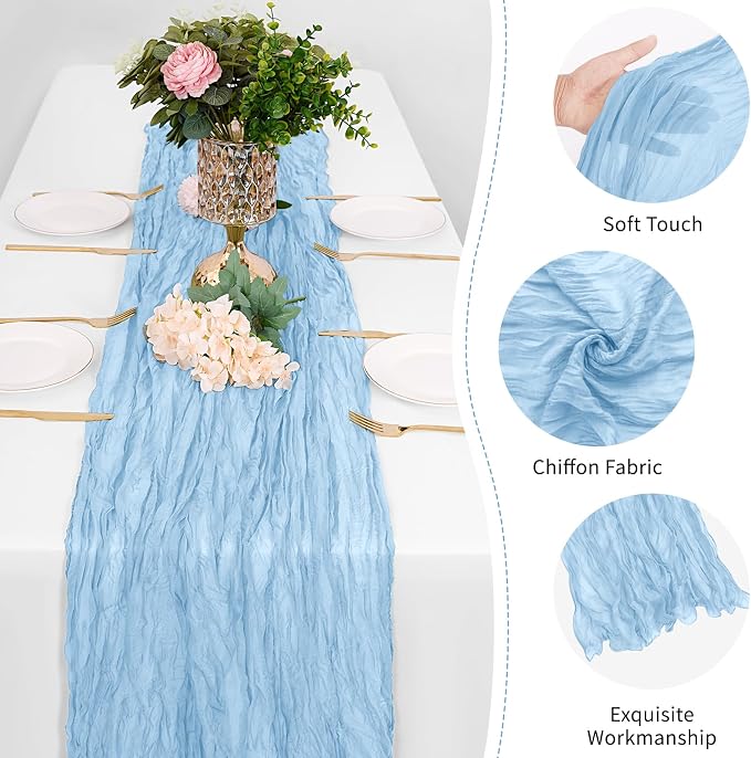 25 Pack Baby Blue Cheesecloth Table Runner 17 x 108 Inch Gauze Table Runner - Image 5