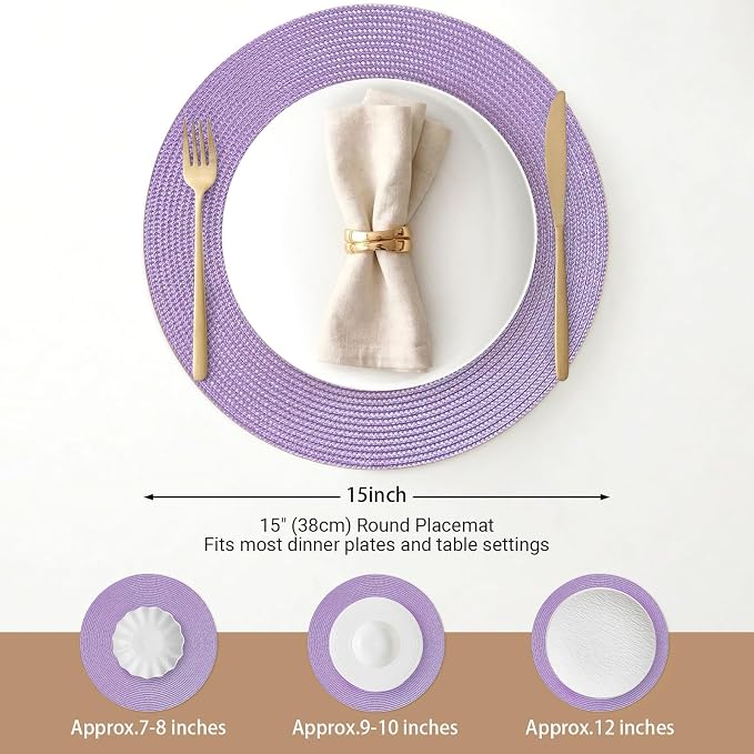 FunWheat Round Braided Placemats Set of 4 Table Mats - Image 3