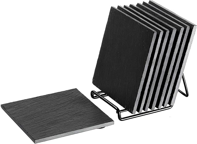Juvale Square Black Slate Coasters Set - Image 4