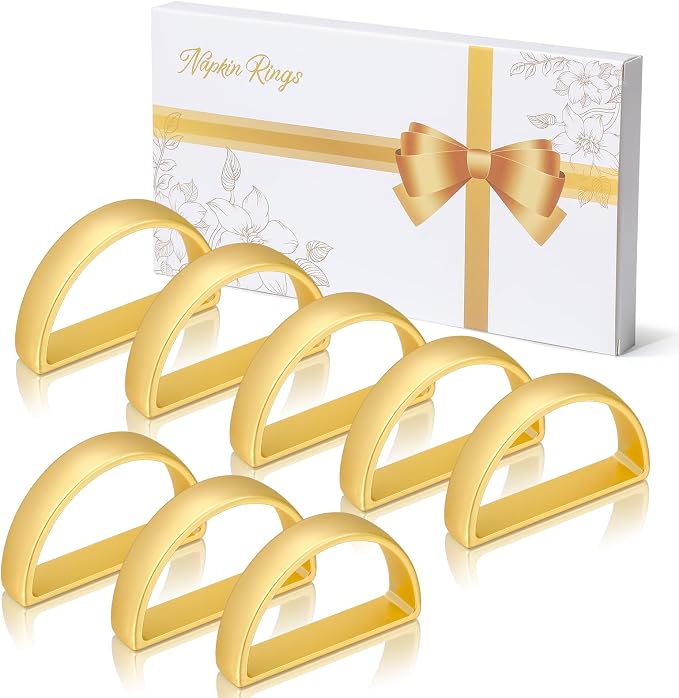 KPOSIYA Napkin Rings Set of 8, Metal Gold Napkin Rings Bulk by KPOSIYA