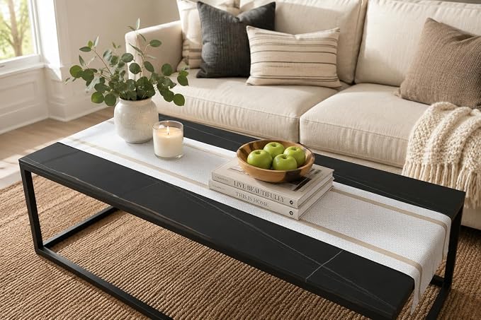 FAVE Woven Vinyl White Table Runner Woven - Image 8