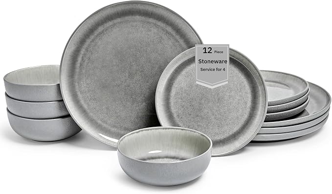 Sango Asher 12-Piece Stoneware Dinnerware Set by Sango