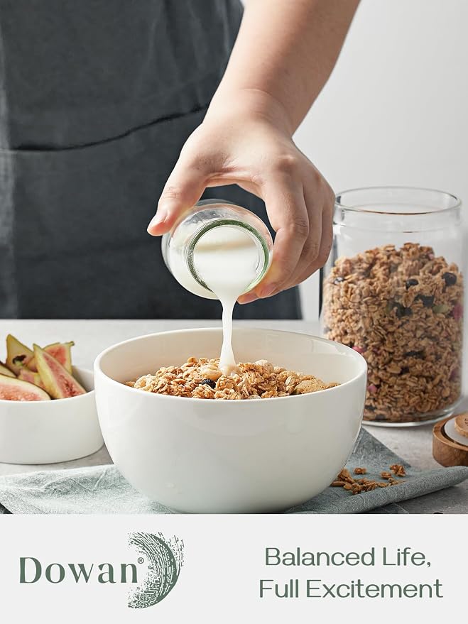 DOWAN Deep Soup Bowls, Ceramic Cereal Bowls, 30 oz, 5.8 in, and sides. - Image 2